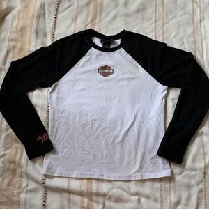 Harley Davidson Raglan Long Sleeve Small Logo Shirt Size Large